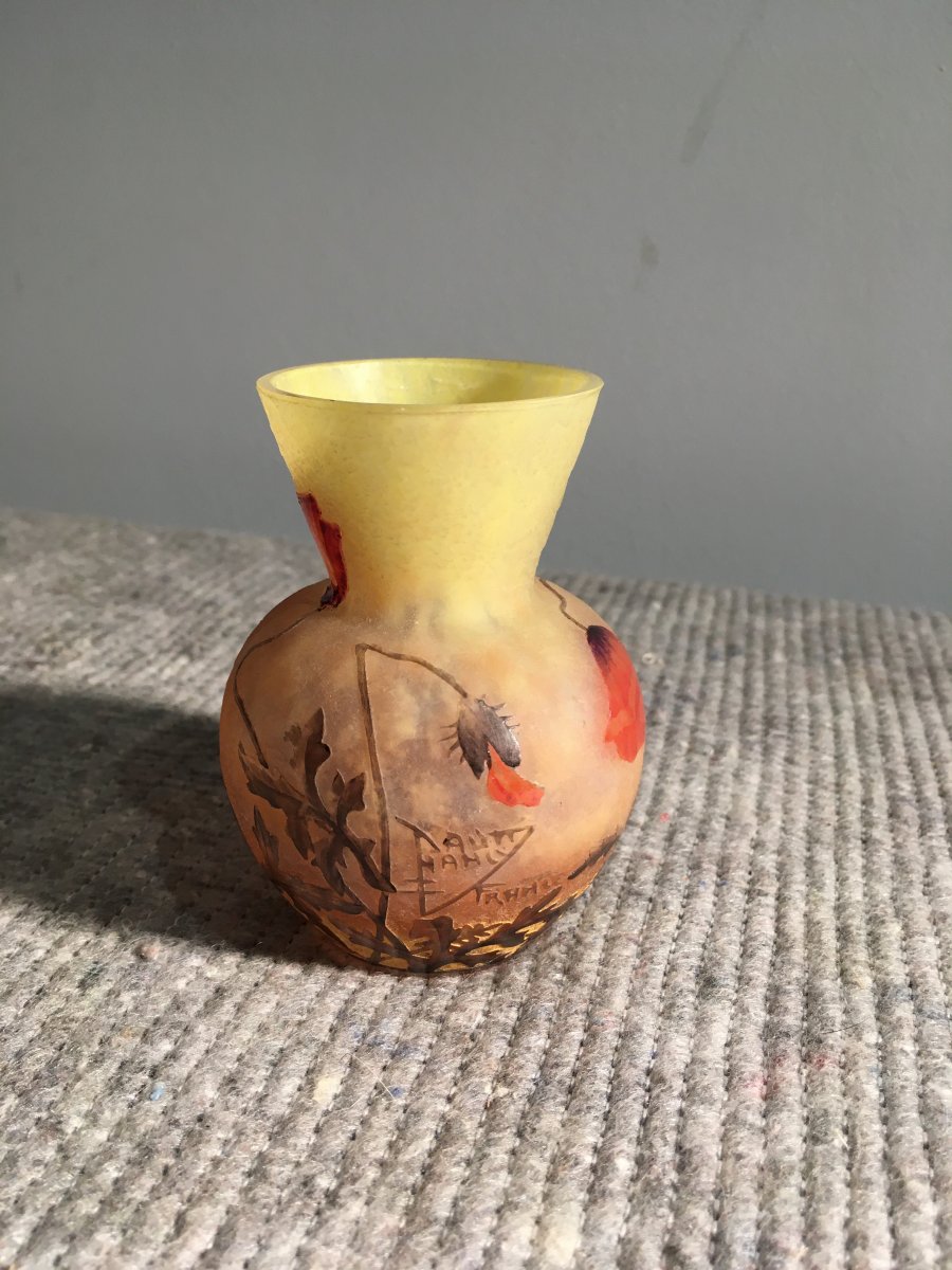 Daum Nancy, Small Vase Boule Aux Coquelicots-photo-4