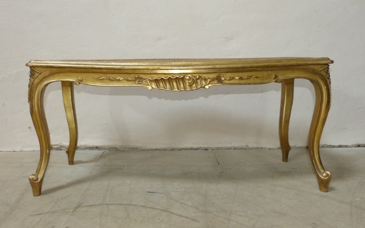 Banquette De Piano En Bois Doré Napoléon III style Louis XV-photo-2