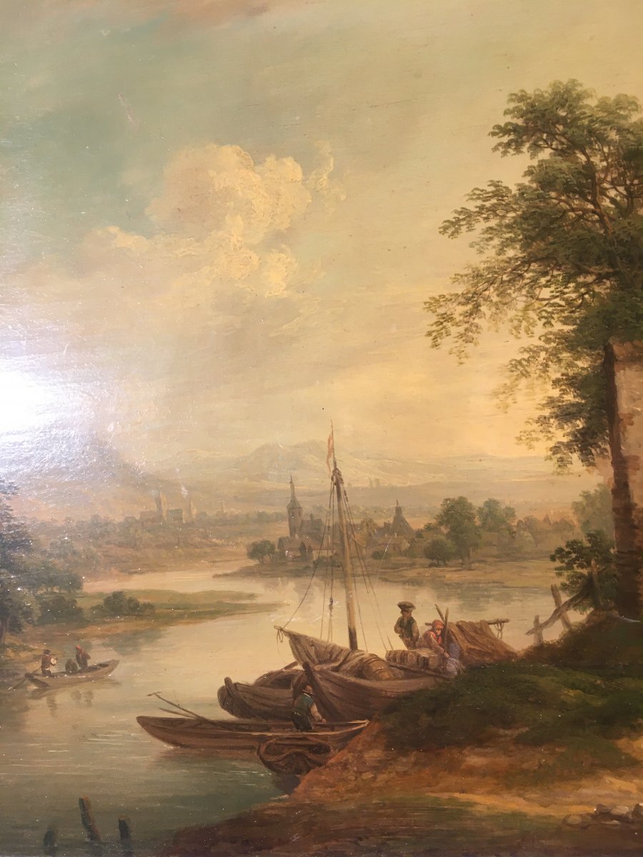 Christian Georg Schütz Huile Sur Panneau 18 Eme Paysage -photo-4