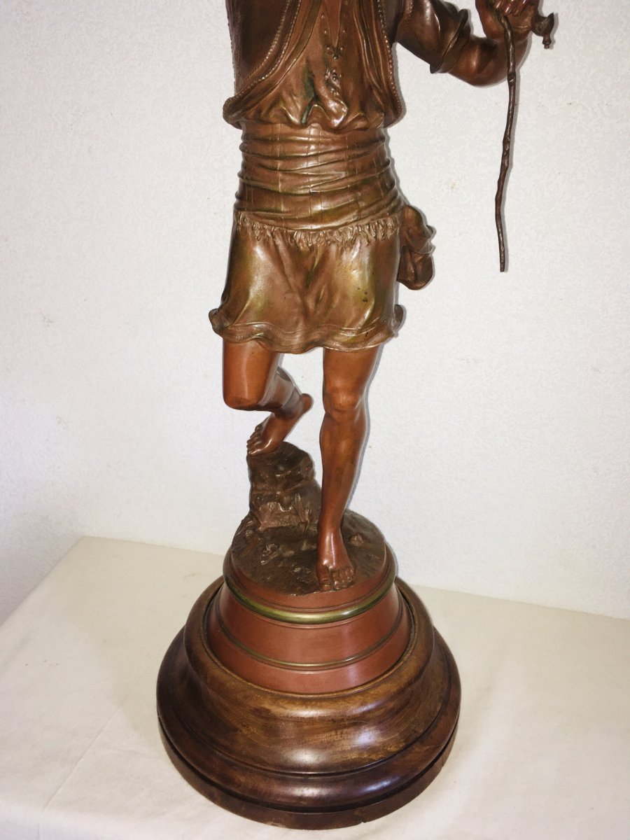 Marcel Debut, Large Bronze Falconer Arab 94 Cm, Wooden Base-photo-4