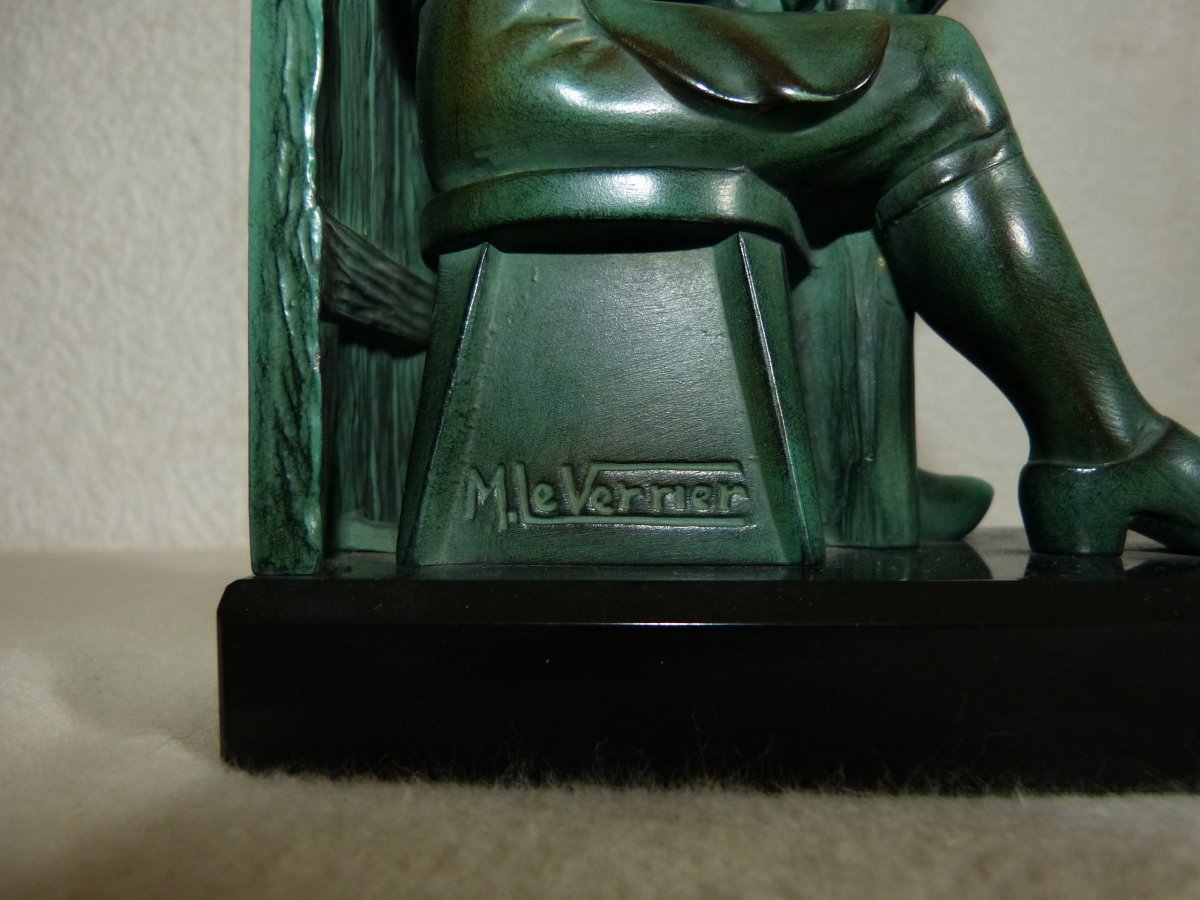 Max Le Verrier Pair Of Savetier And Financial Bookends-photo-1