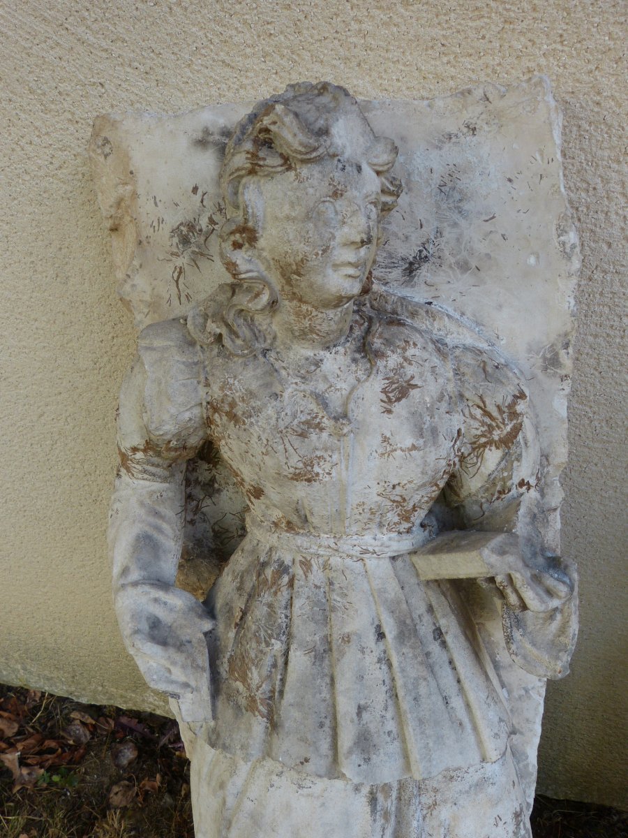 Pair Of Renaissance Limestone Statue Height 86 Cm-photo-2