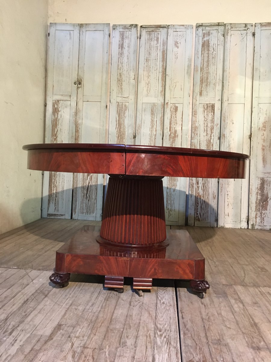 Large Mahogany Dining Table 19 Eme Century Diameter 128 Cm-photo-3