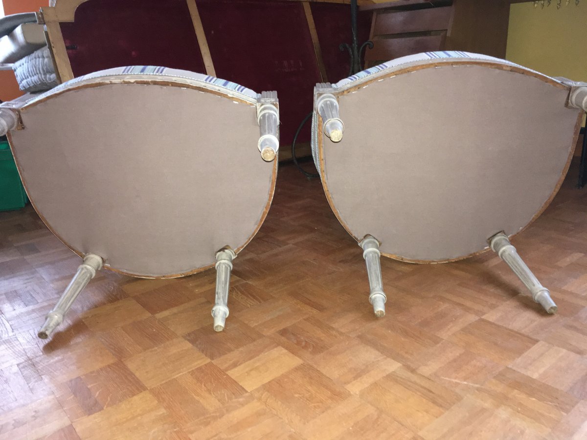 Pair Of Louis XVI Armchairs , Good Conditions -photo-8