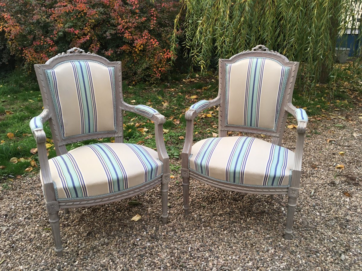 Pair Of Louis XVI Armchairs , Good Conditions 