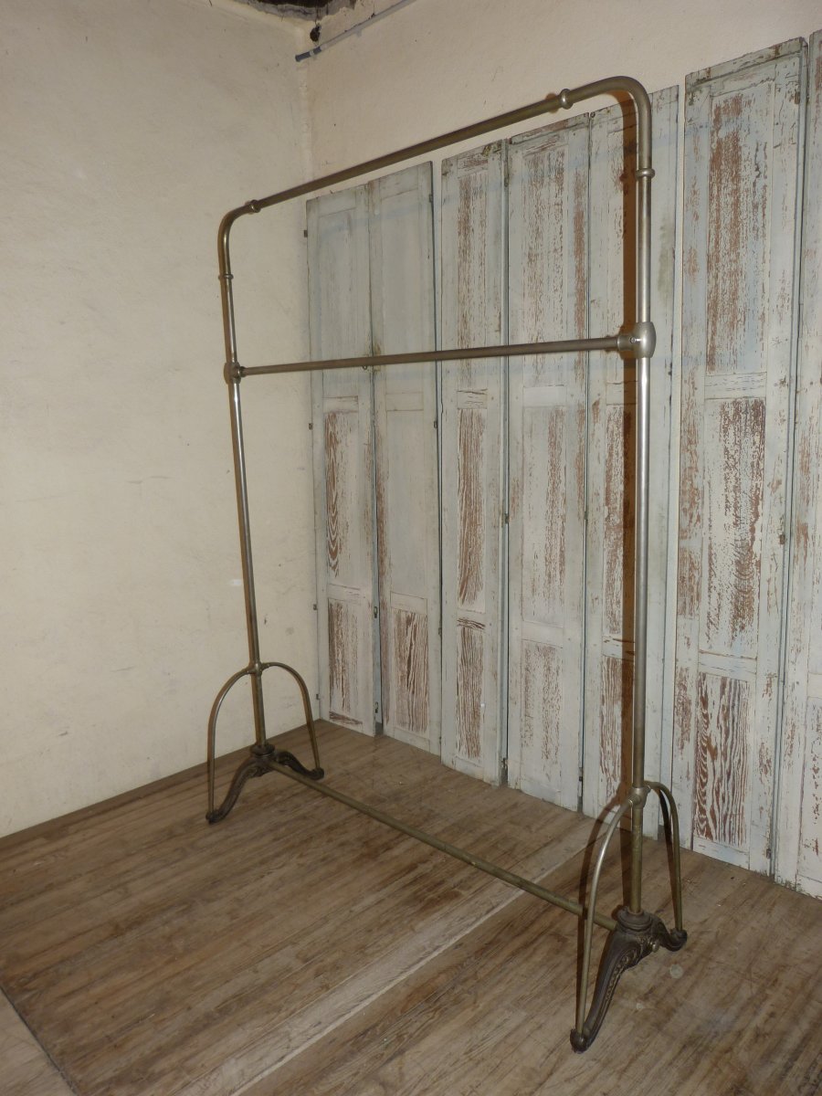 Old Clothes Rack, Cloakroom, Coat Rack In Cast Iron And Silver Bronze-photo-3