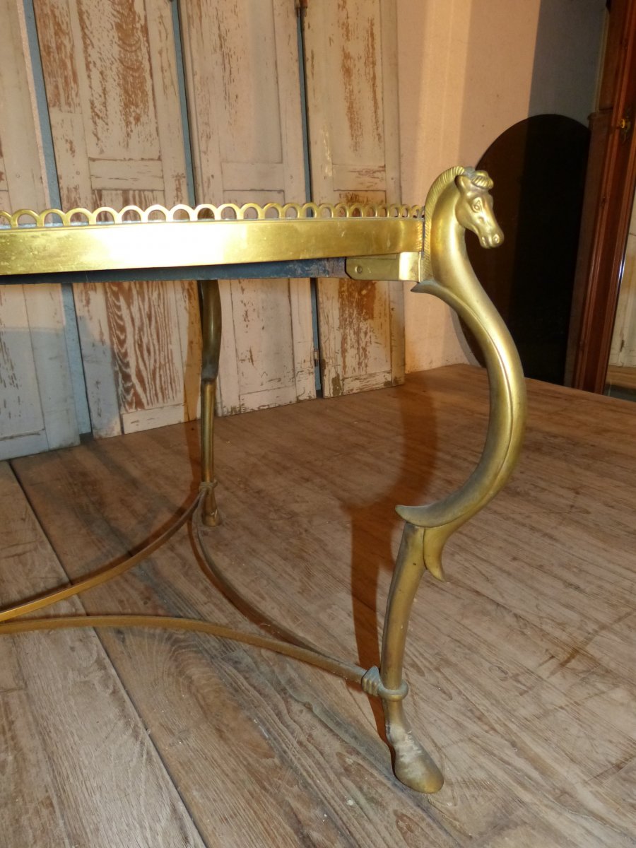 Maison Ramsay, Neoclassical Coffee Table In Gilt Bronze And Marble-photo-1