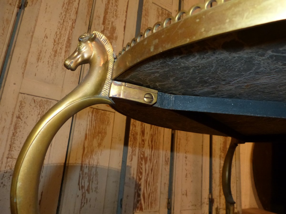 Maison Ramsay, Table Basse Néoclassique En Bronze Doré Et Marbre-photo-3