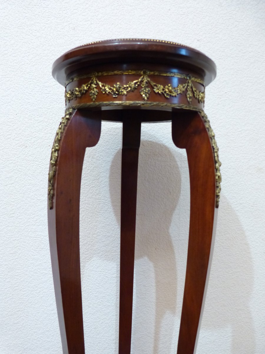 Large Bolster In Mahogany And Golden Brass Louis XVI Style, 110 Cm-photo-2