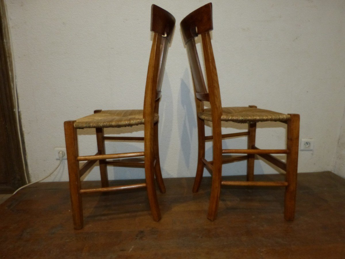 Pair Of Directoire Chairs In Cherry And Lithographed Sheet-photo-5