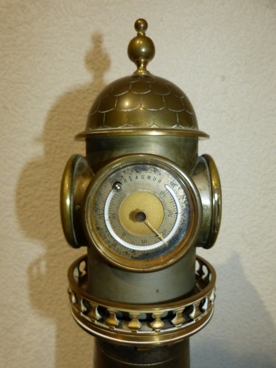 Lighthouse Clock In Gilt And Silver Bronze, 4 Dials, 19th Century-photo-1