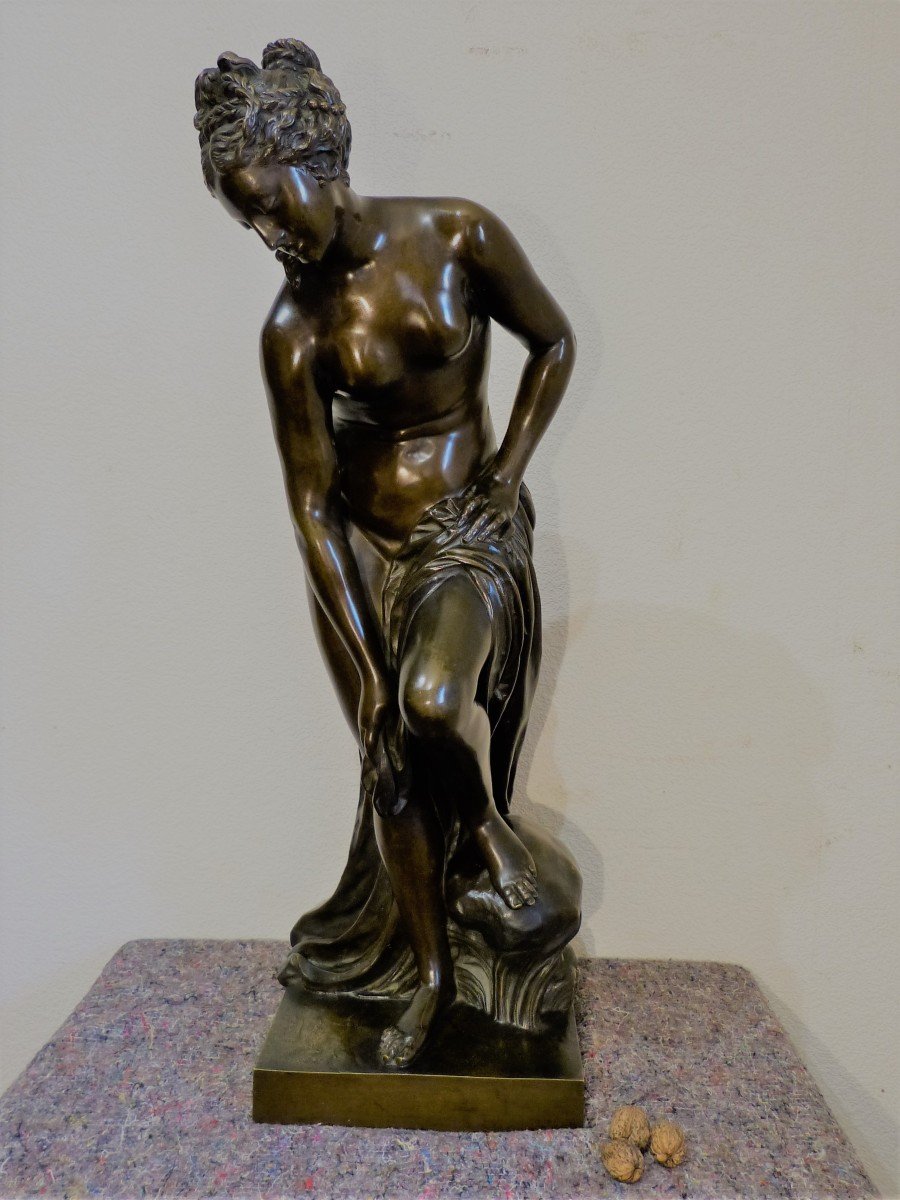 Cg Allegrain, Grand Bronze Venus Au Bain, 85 Cm