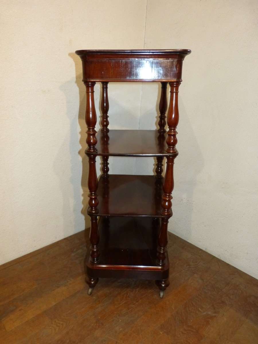 19th Mahogany Serving Shelf On Wheels-photo-4