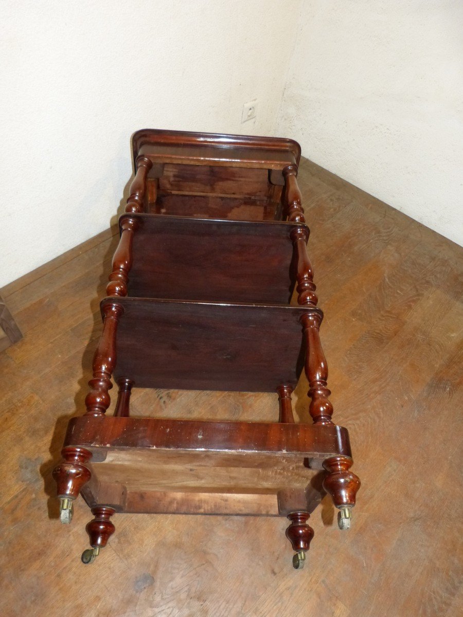 19th Mahogany Serving Shelf On Wheels-photo-8