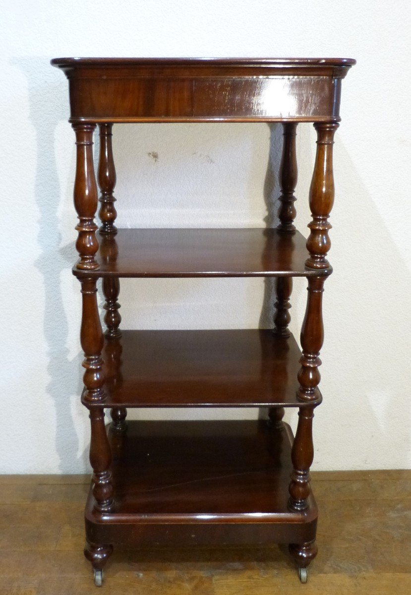 19th Mahogany Serving Shelf On Wheels