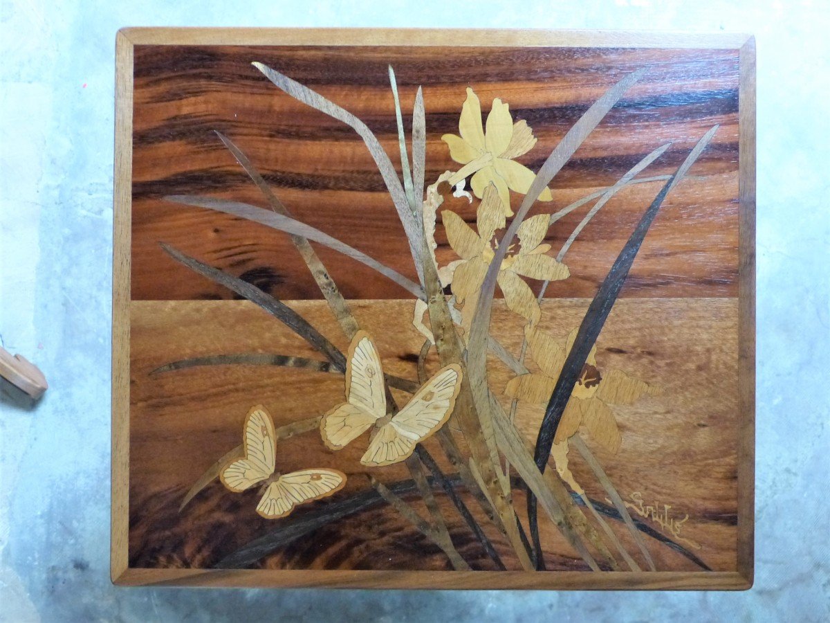 Emile Gallé - Art Nouveau Butterfly Nesting Tables-photo-2
