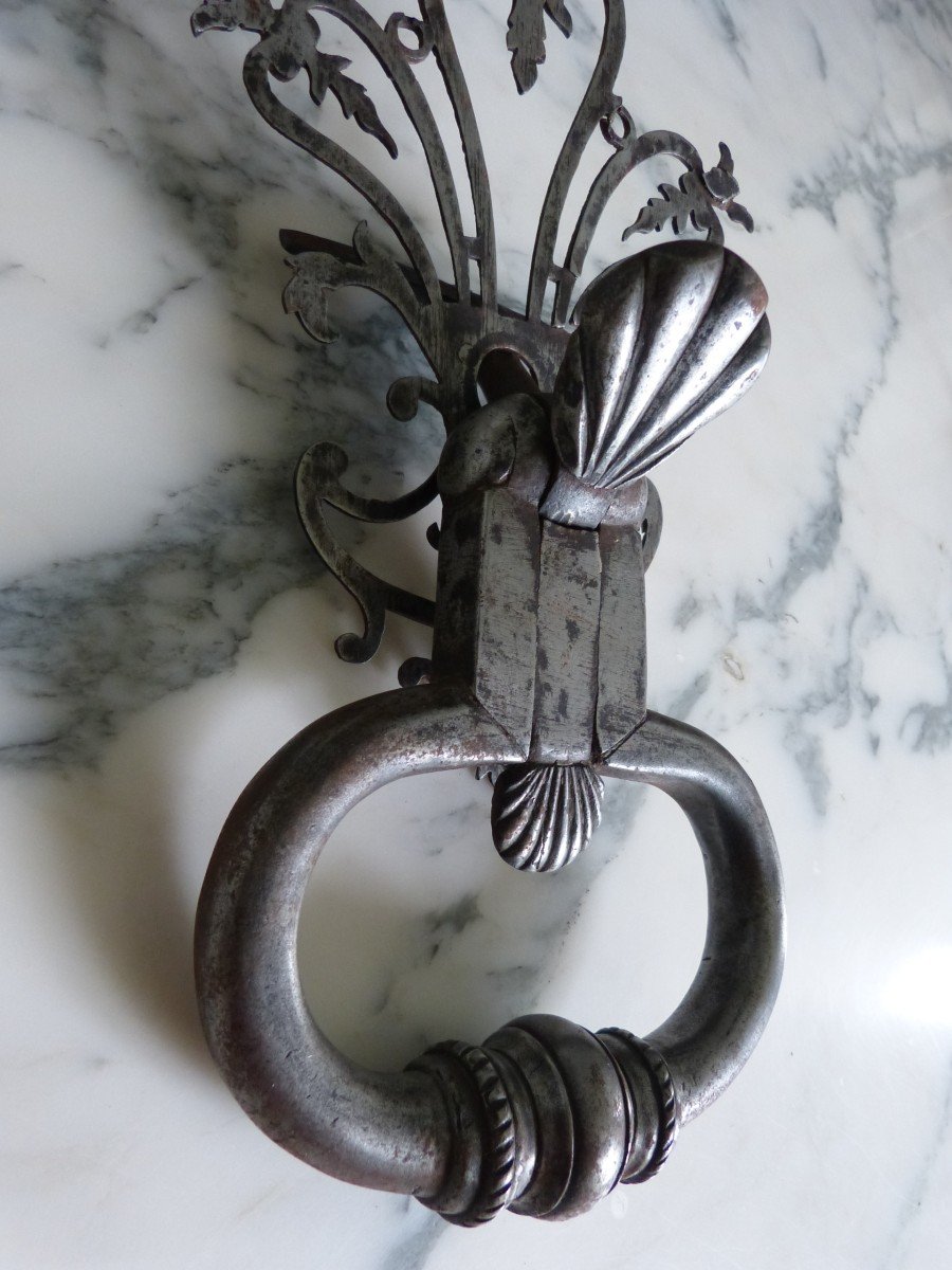 Door Knocker And Its 18th Wrought Iron Plate-photo-2