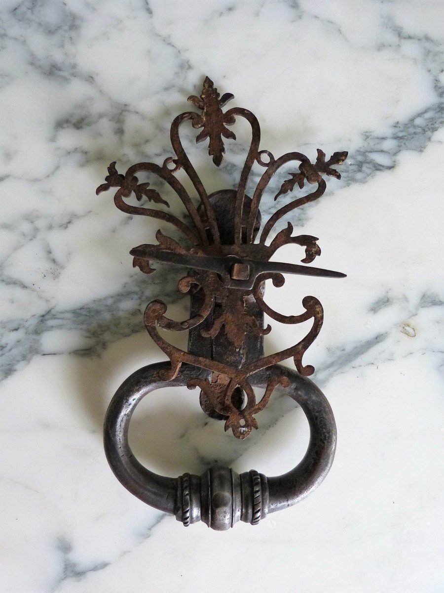 Door Knocker And Its 18th Wrought Iron Plate-photo-3