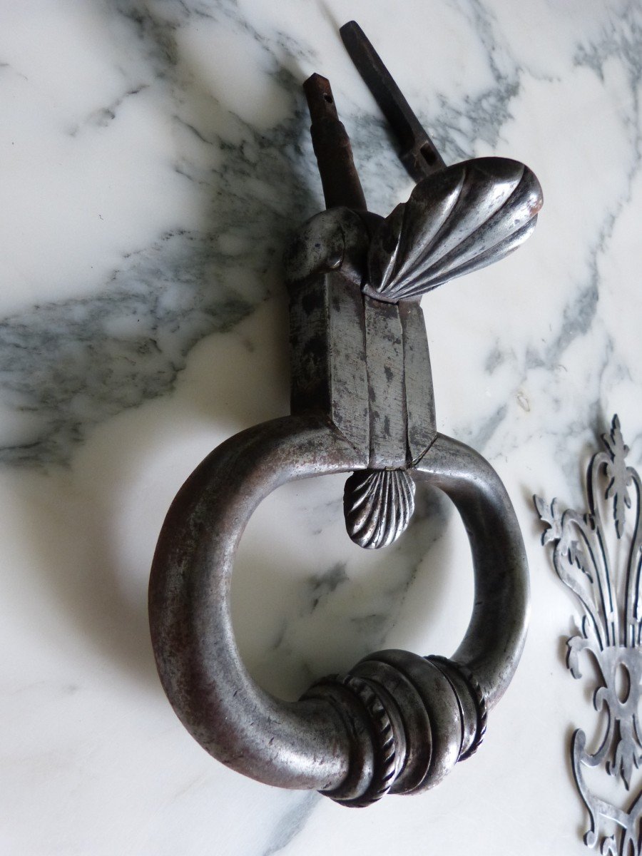 Door Knocker And Its 18th Wrought Iron Plate-photo-5