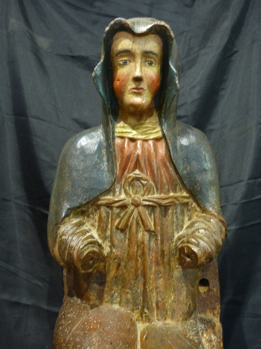 Sainte Anne In Polychrome Wood 16th Century, 68 Cm-photo-5