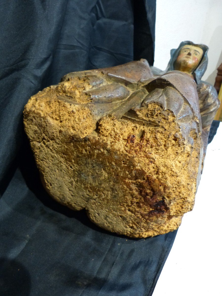 Sainte Anne In Polychrome Wood 16th Century, 68 Cm-photo-6