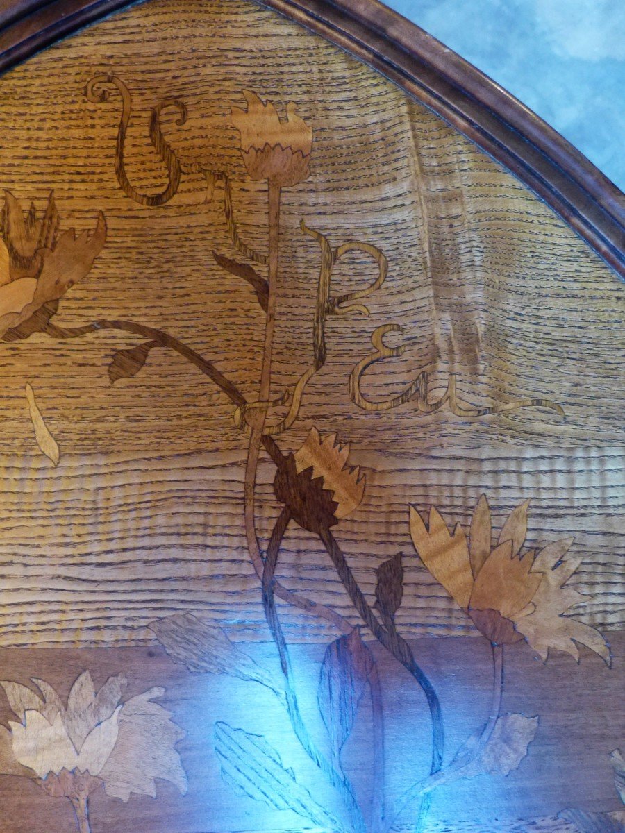 Emile Gallé, Art Nouveau Pedestal Table Marguerite Parlante-photo-3