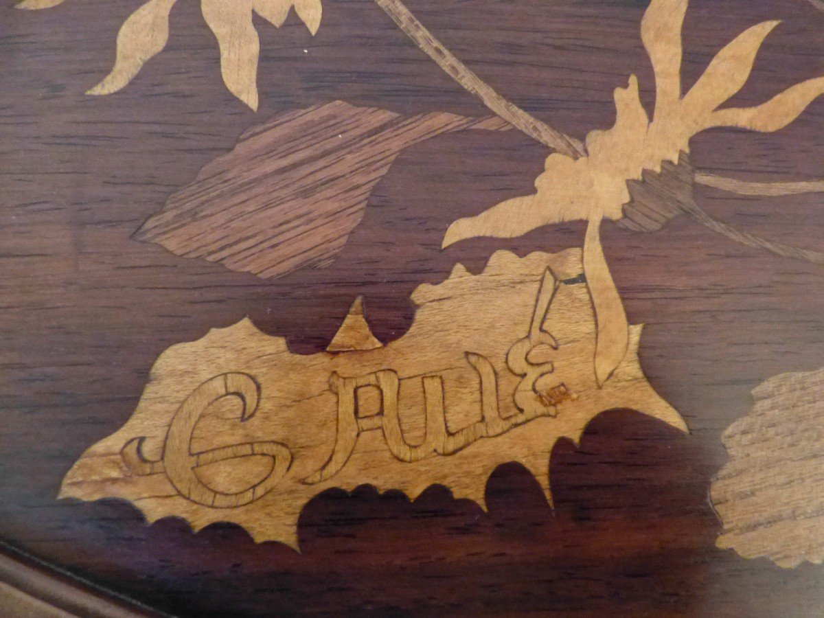 Emile Gallé, Art Nouveau Pedestal Table Marguerite Parlante-photo-2