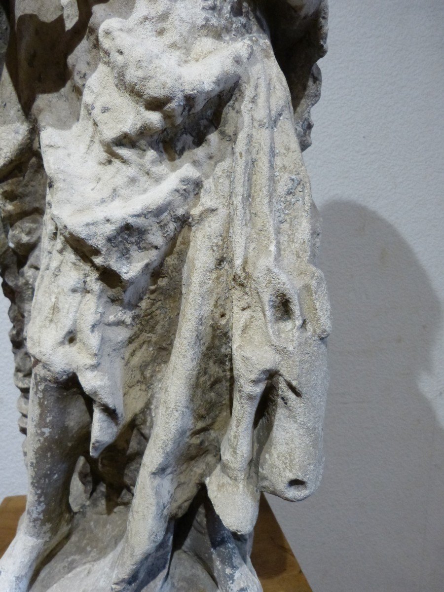 Statue En Pierre Saint Jean Baptiste 14ème Siècle 87 Cm-photo-3