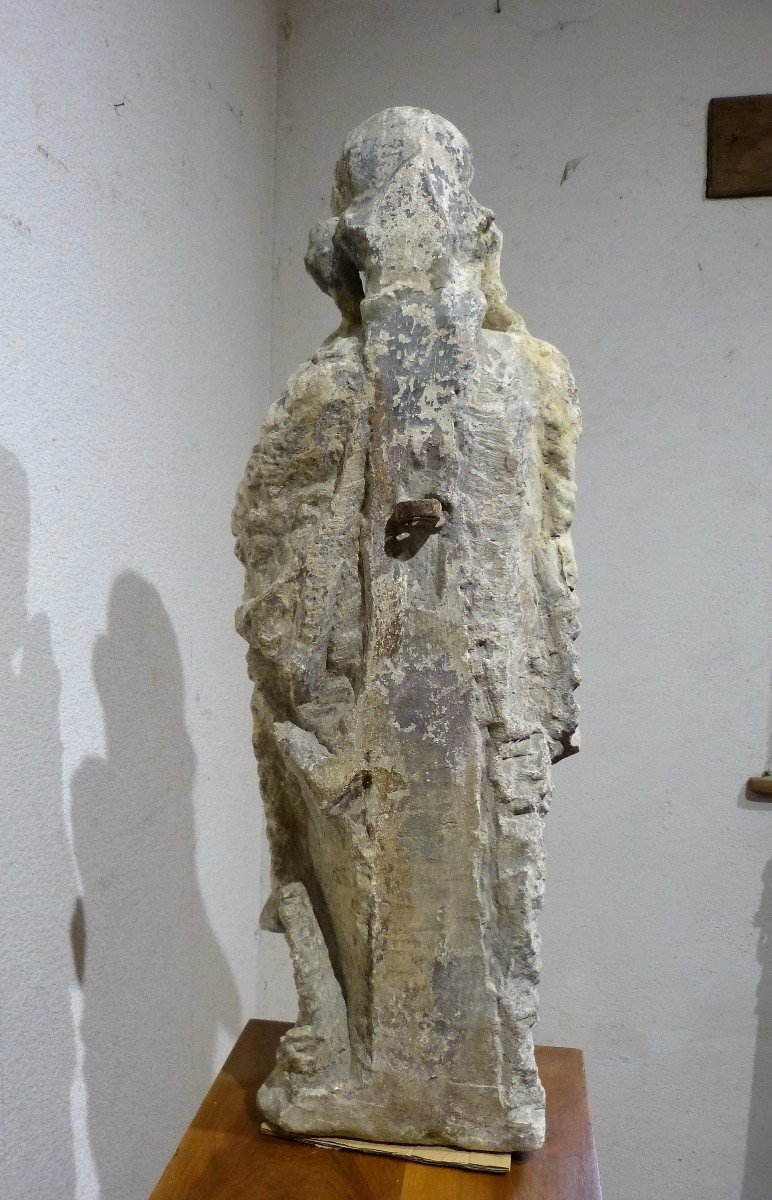 Statue En Pierre Saint Jean Baptiste 14ème Siècle 87 Cm-photo-1