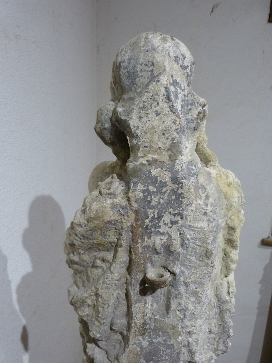 Statue En Pierre Saint Jean Baptiste 14ème Siècle 87 Cm-photo-2