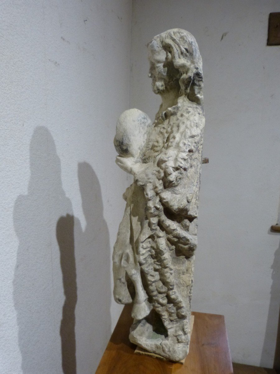 Statue En Pierre Saint Jean Baptiste 14ème Siècle 87 Cm-photo-3