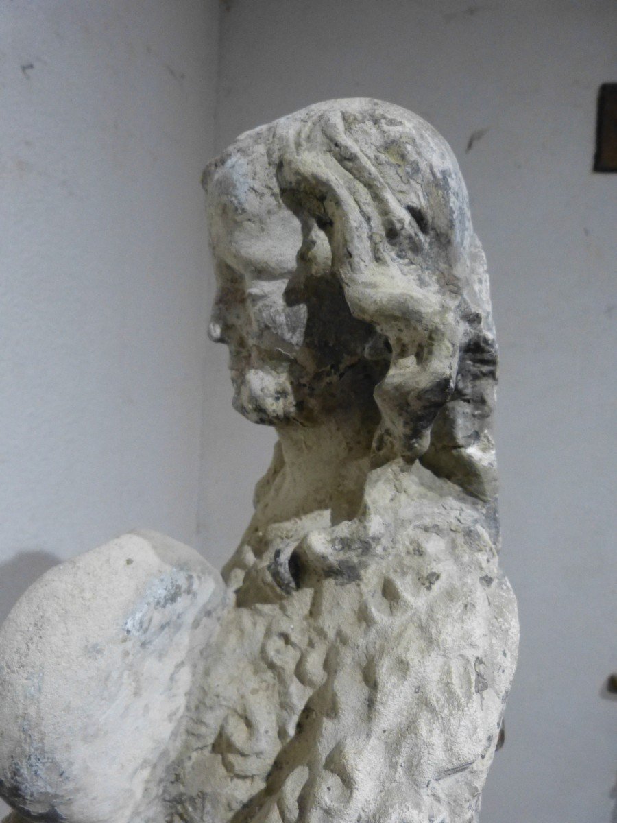 Statue En Pierre Saint Jean Baptiste 14ème Siècle 87 Cm-photo-4