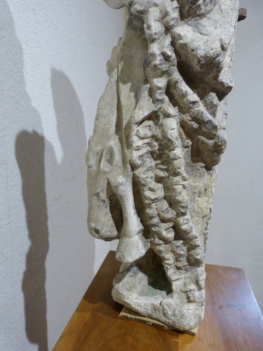 Statue En Pierre Saint Jean Baptiste 14ème Siècle 87 Cm-photo-5