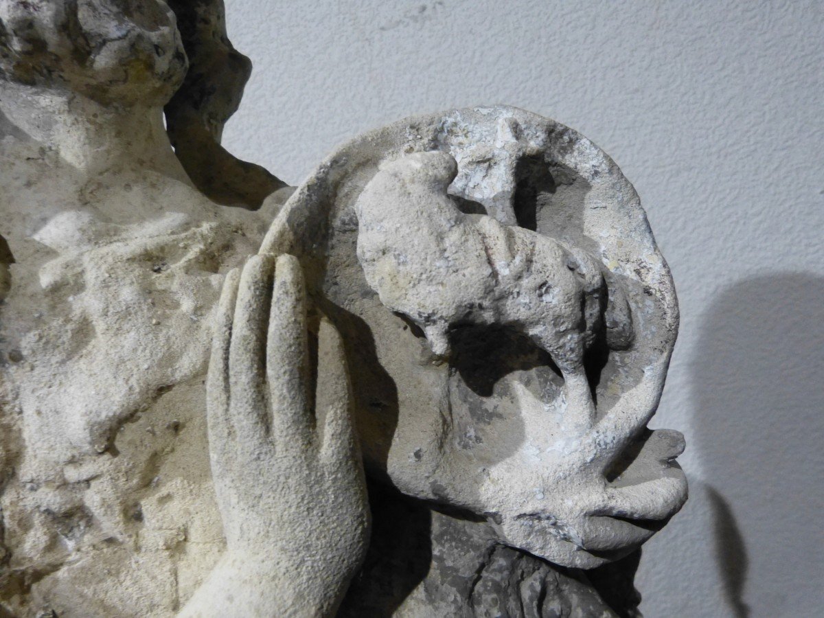 Statue En Pierre Saint Jean Baptiste 14ème Siècle 87 Cm-photo-8