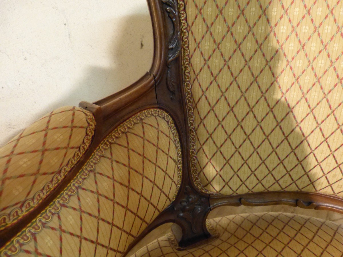 Pair Of Louis XV Style Bergères In Walnut-photo-4