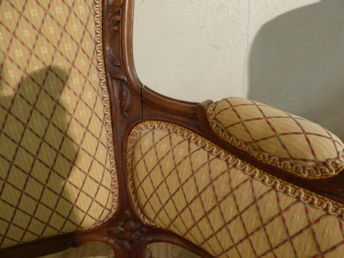 Pair Of Louis XV Style Bergères In Walnut-photo-5