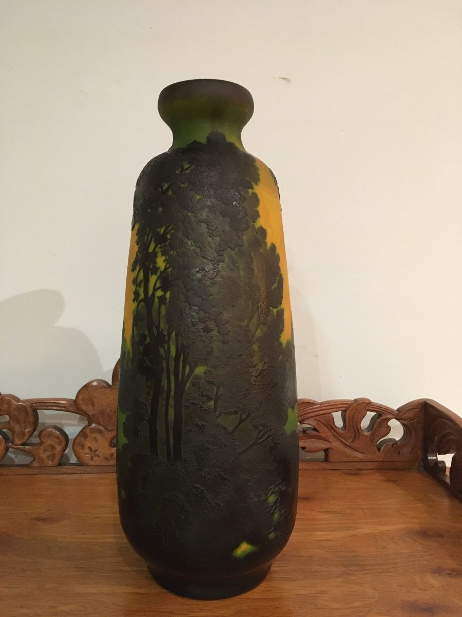 Emile Gallé, Large Art Nouveau Landscape Vase Saint Nicolas De Port-photo-4