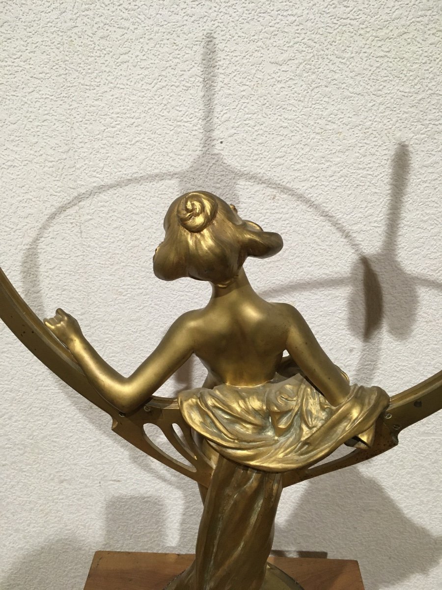 Importante Lampe Art Nouveau En Bronze Doré : Korschann-photo-8