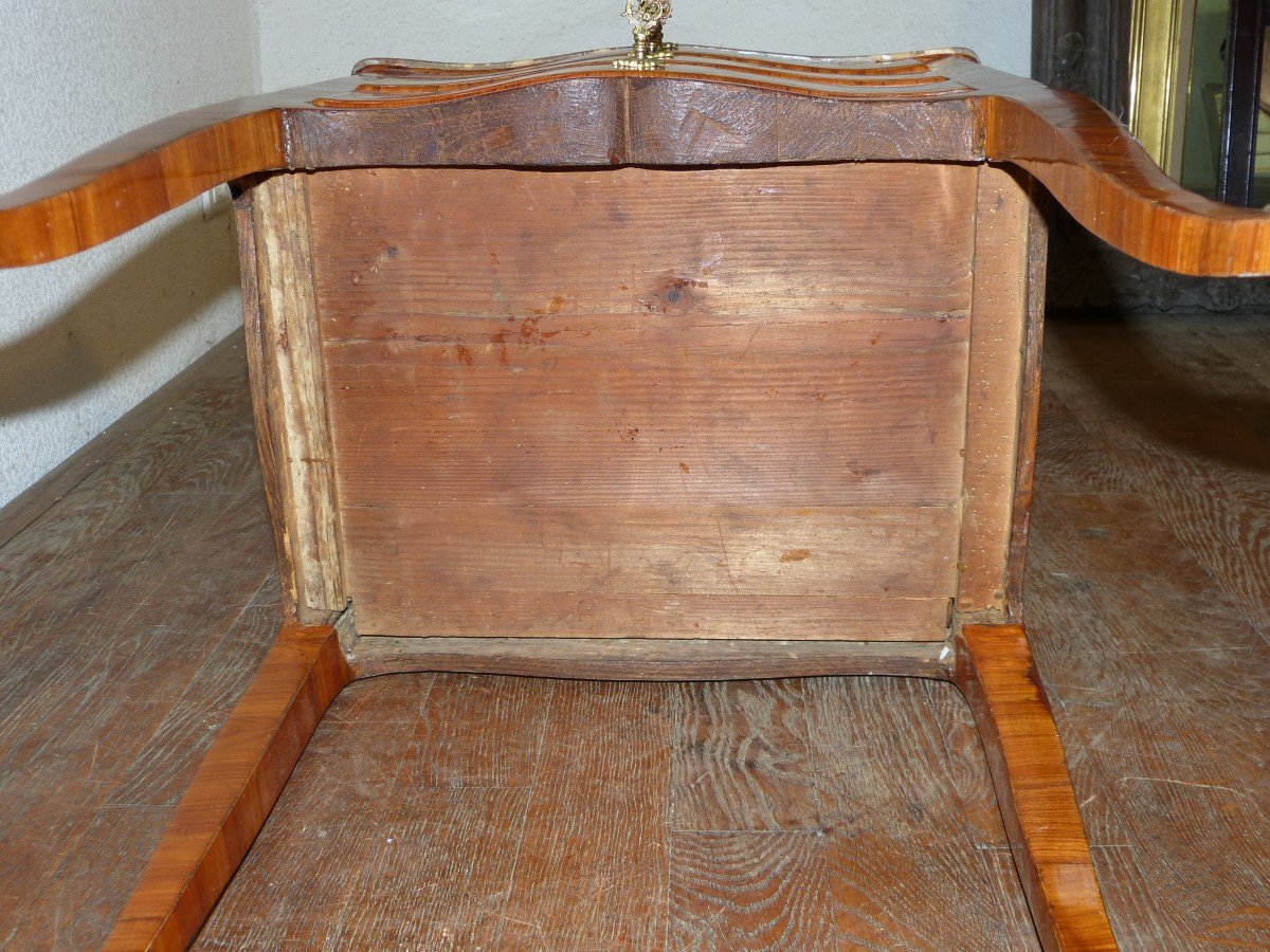 Petite Commode Chiffonnière  Epoque Louis XV En Marqueterie-photo-7