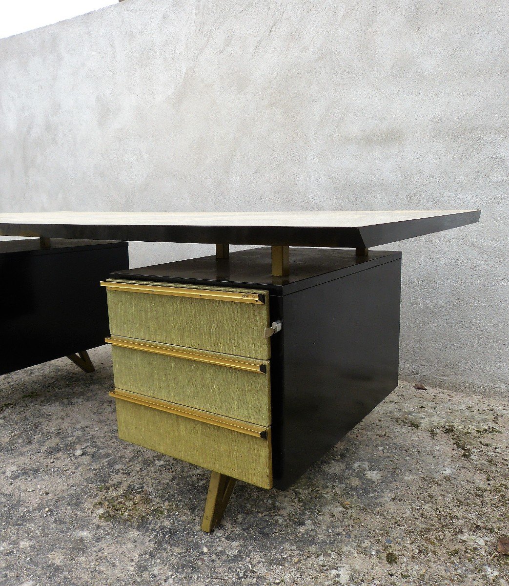 Large Roneo Executive Desk In Metal And Melamine 1950s-photo-2