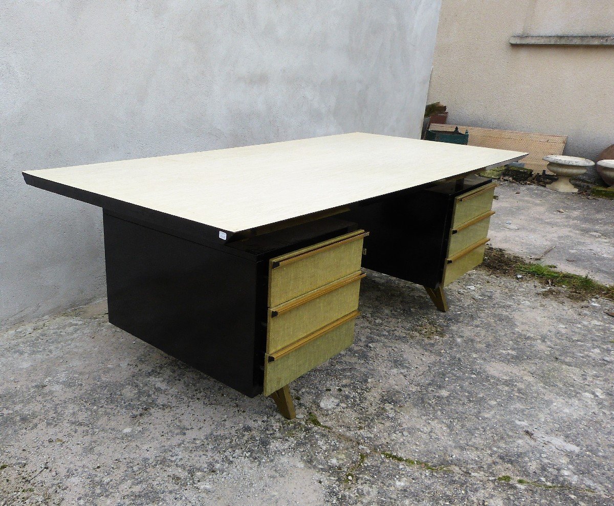 Large Roneo Executive Desk In Metal And Melamine 1950s-photo-4