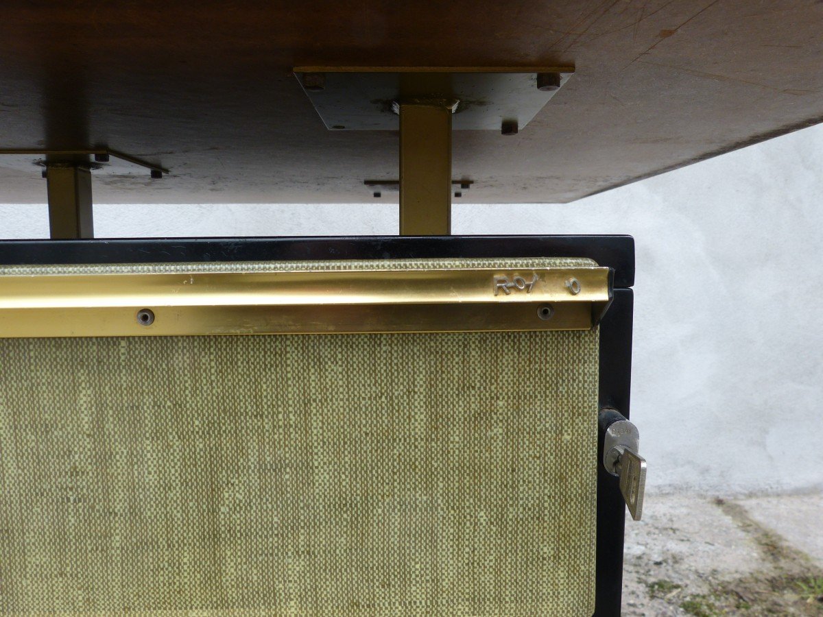 Large Roneo Executive Desk In Metal And Melamine 1950s-photo-2