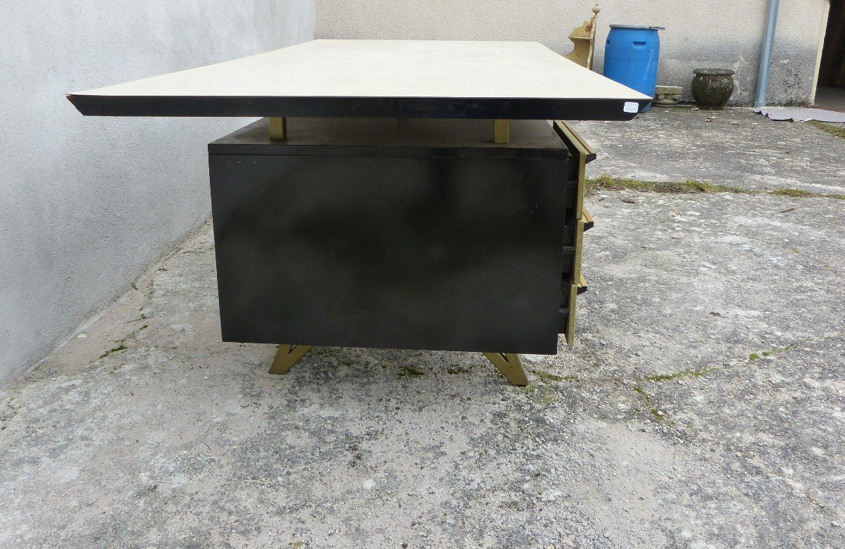 Large Roneo Executive Desk In Metal And Melamine 1950s-photo-3