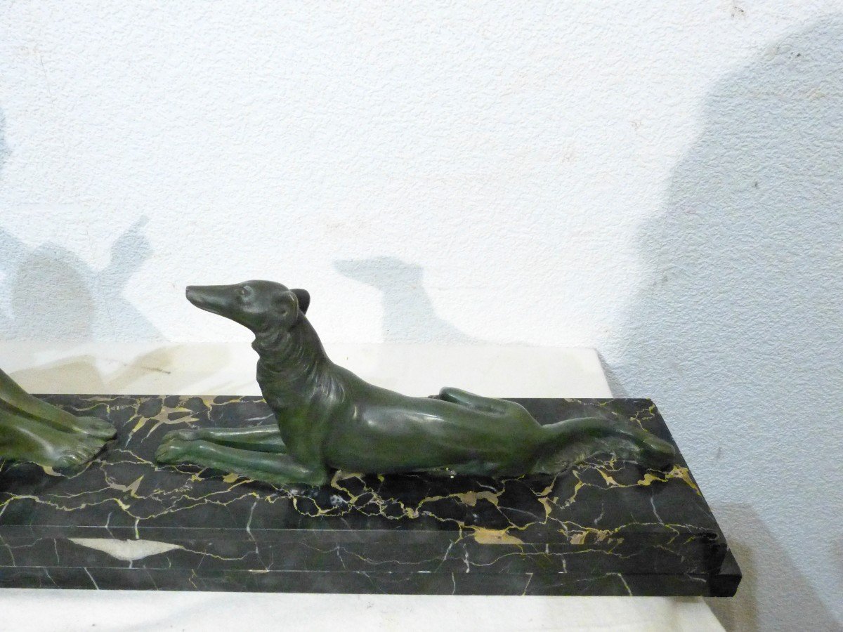 A. Godard Sculpture Art Déco Femme Au Lévrier Ed Reveyrolis -photo-7