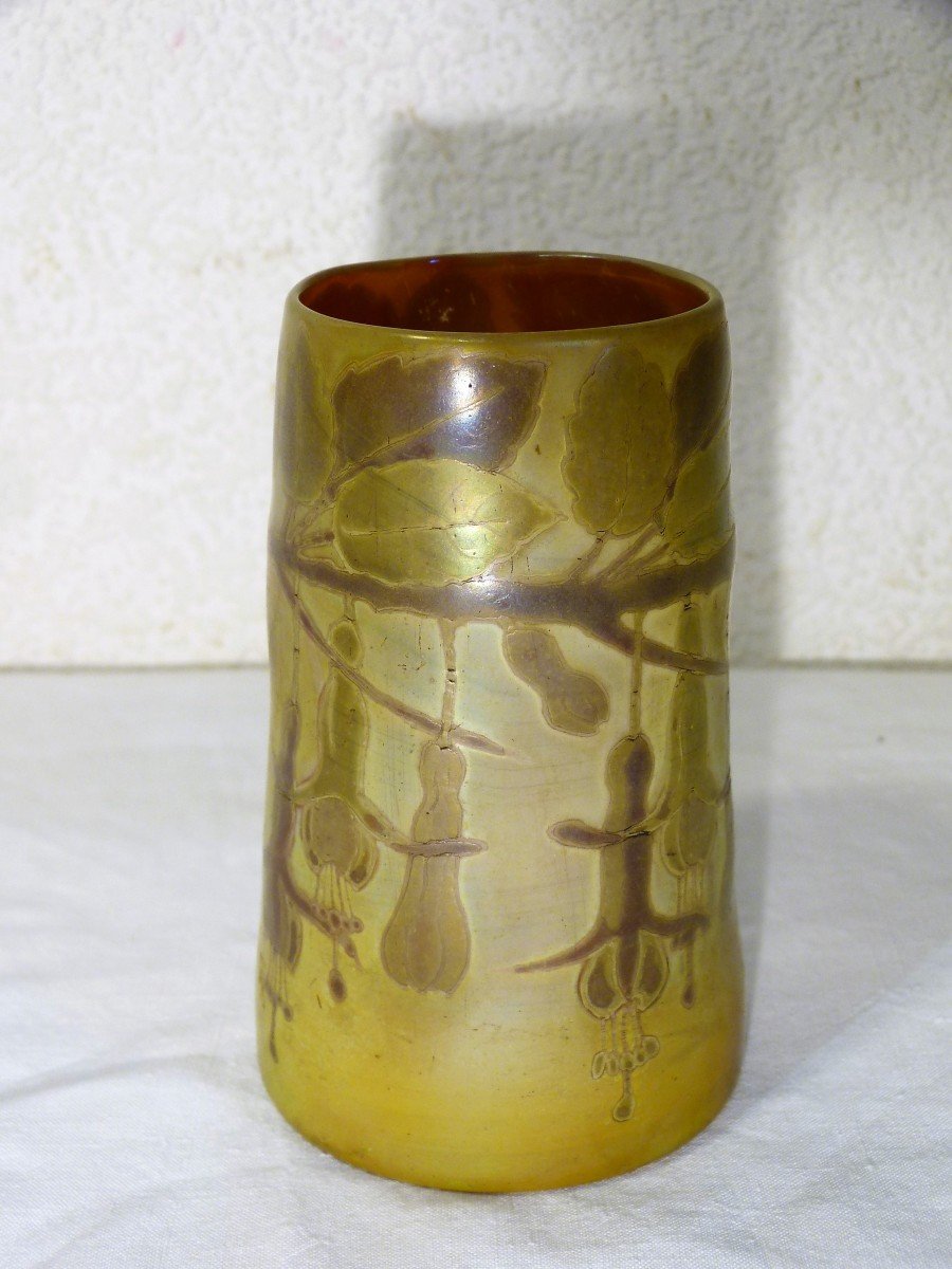 Amédée De Caranza Vase Art Nouveau émaillé d'Oxydes Métalliques-photo-1