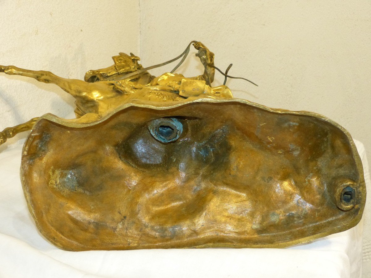 J.b Belloc Bronze, Cavalier Arabe Sur Cheval Cabré -photo-3