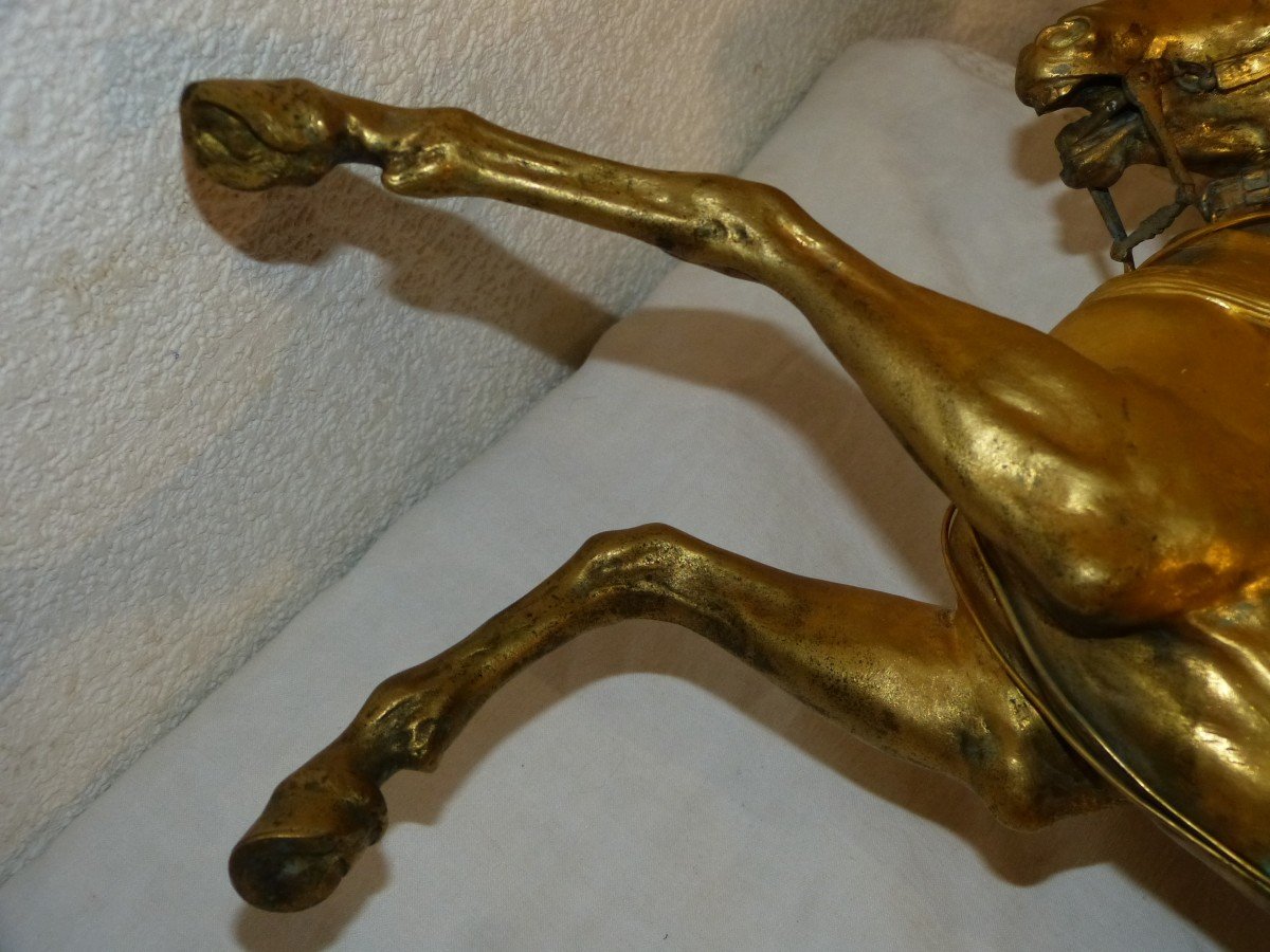 J.b Belloc Bronze, Cavalier Arabe Sur Cheval Cabré -photo-6