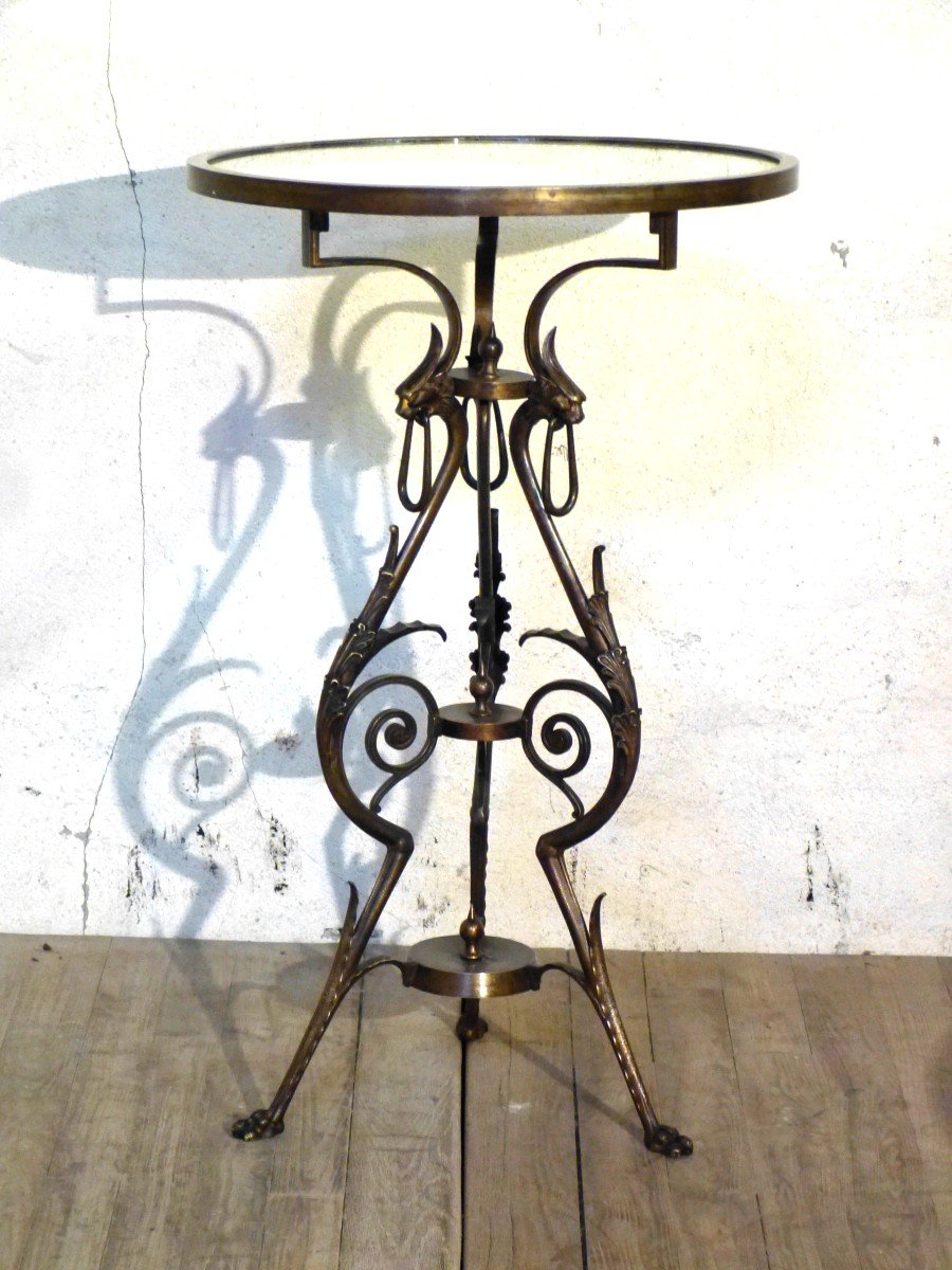Pedestal Table In Bronze Bolster Napoleon III Style Egypt