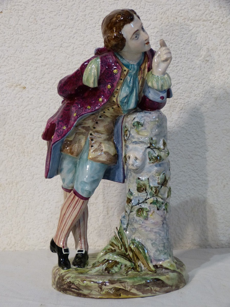 Saint Clément, Pair Of Earthenware Statuettes 25 Cm Romantic Couple-photo-2