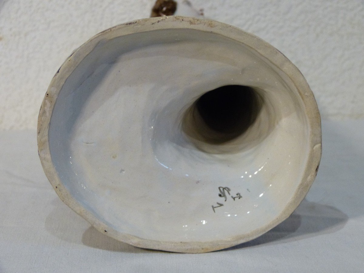 Saint Clément, Pair Of Earthenware Statuettes 25 Cm Romantic Couple-photo-3